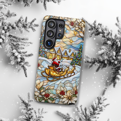 Christmas Santa Stained Glass Phone Case | Santa Claus Winter Village Design for iPhone & Samsung