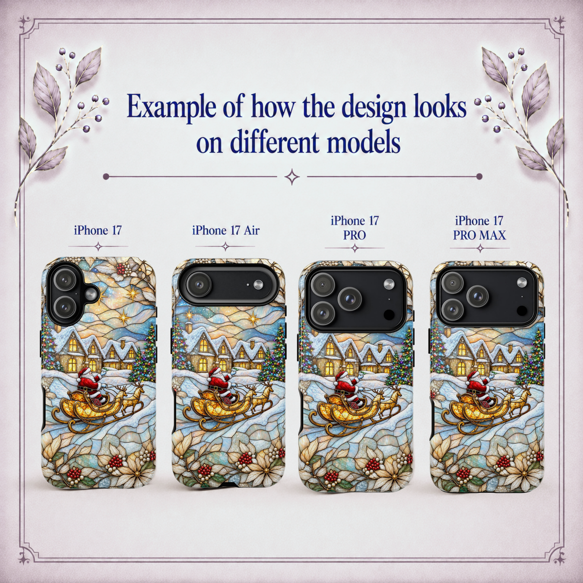 Christmas Santa Stained Glass Phone Case | Santa Claus Winter Village Design for iPhone & Samsung
