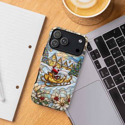 Christmas Santa Stained Glass Phone Case | Santa Claus Winter Village Design for iPhone & Samsung
